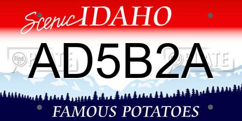 AD5B2A Idaho License Plate