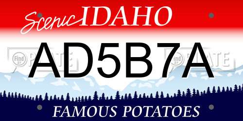 AD5B7A Idaho License Plate