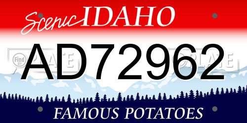 AD72962 Idaho License Plate