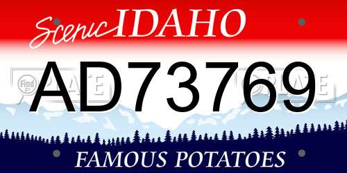 AD73769 Idaho License Plate