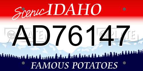 AD76147 Idaho License Plate