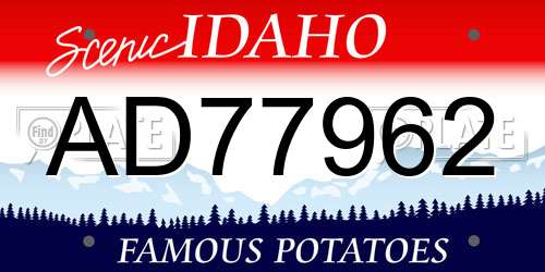 AD77962 Idaho License Plate
