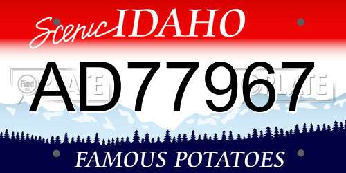 AD77967 Idaho License Plate