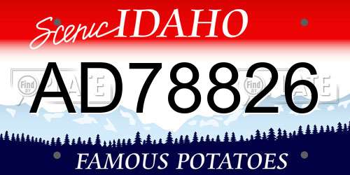 AD78826 Idaho License Plate