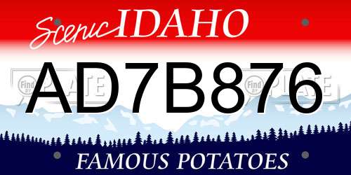 AD7B876 Idaho License Plate