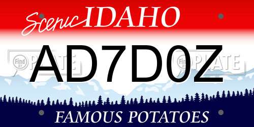 AD7D0Z Idaho License Plate