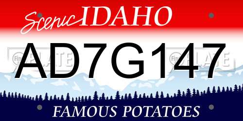 AD7G147 Idaho License Plate