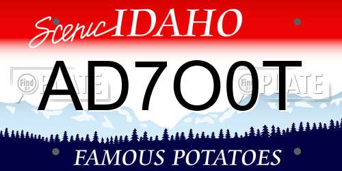 AD7O0T Idaho License Plate