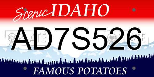 AD7S526 Idaho License Plate