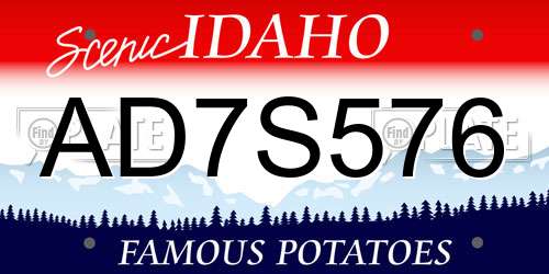 AD7S576 Idaho License Plate