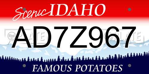 AD7Z967 Idaho License Plate