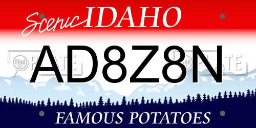AD8Z8N Idaho License Plate