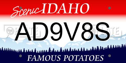 AD9V8S Idaho License Plate