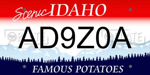 AD9Z0A Idaho License Plate