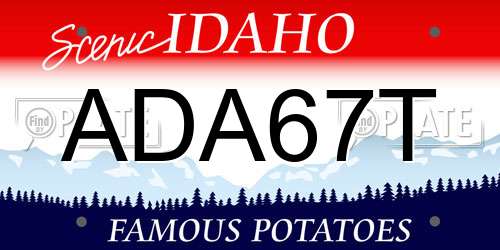 ADA67T Idaho License Plate