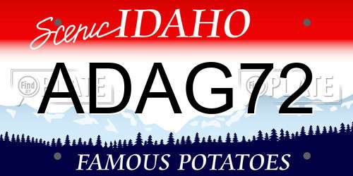 ADAG72 Idaho License Plate