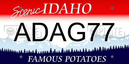 ADAG77 Idaho License Plate