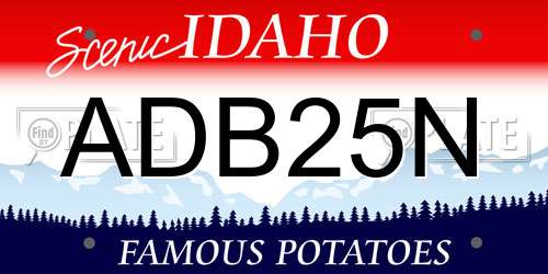 ADB25N Idaho License Plate