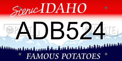 ADB524 Idaho License Plate