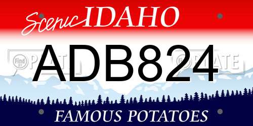 ADB824 Idaho License Plate