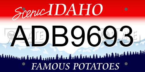ADB9693 Idaho License Plate