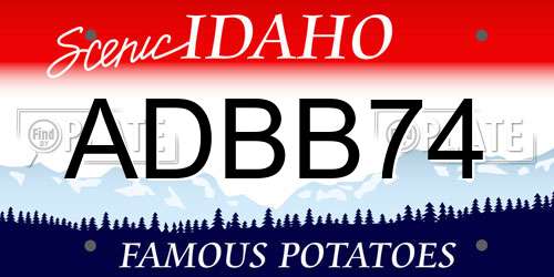 ADBB74 Idaho License Plate