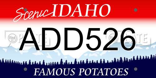 ADD526 Idaho License Plate