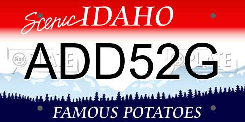 ADD52G Idaho License Plate