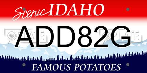 ADD82G Idaho License Plate