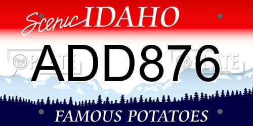 ADD876 Idaho License Plate