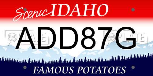 ADD87G Idaho License Plate