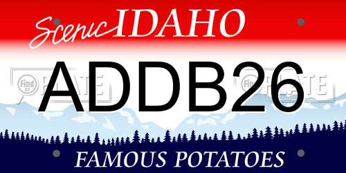 ADDB26 Idaho License Plate