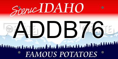 ADDB76 Idaho License Plate