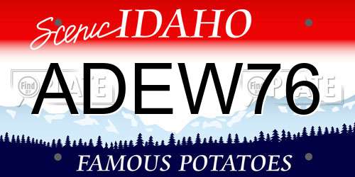 ADEW76 Idaho License Plate