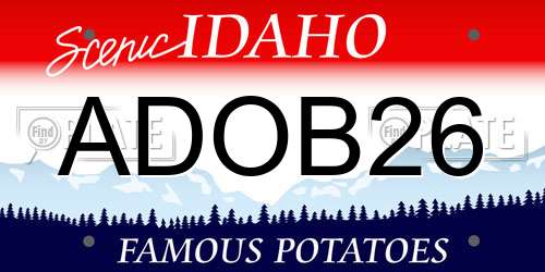 ADOB26 Idaho License Plate