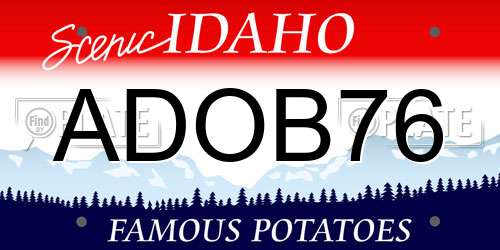 ADOB76 Idaho License Plate