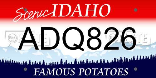 ADQ826 Idaho License Plate