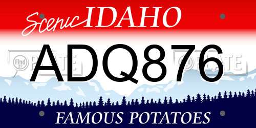 ADQ876 Idaho License Plate