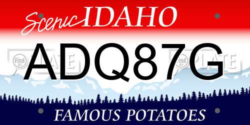 ADQ87G Idaho License Plate
