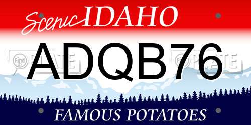 ADQB76 Idaho License Plate