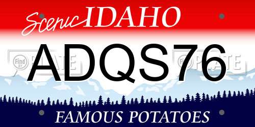 ADQS76 Idaho License Plate