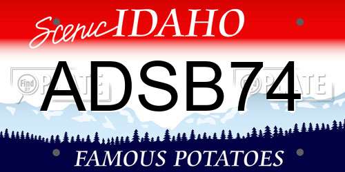 ADSB74 Idaho License Plate