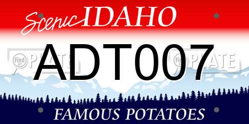 ADT007 Idaho License Plate