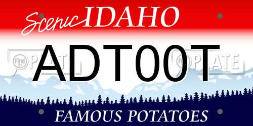 ADT00T Idaho License Plate