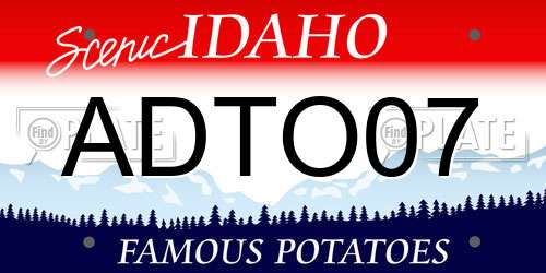 ADTO07 Idaho License Plate