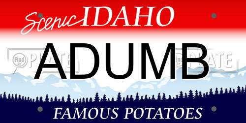 ADUMB Idaho License Plate