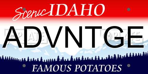 ADVNTGE Idaho License Plate