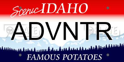 ADVNTR Idaho License Plate