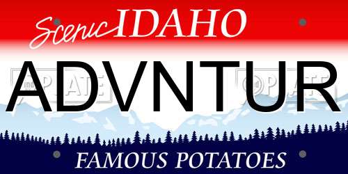 ADVNTUR Idaho License Plate
