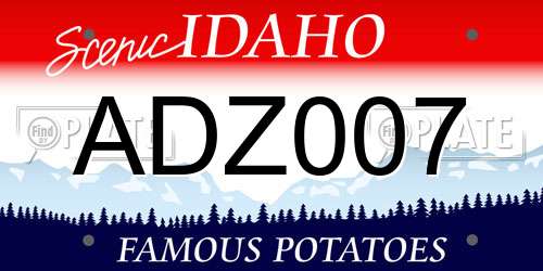 ADZ007 Idaho License Plate